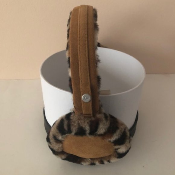 UGG Shearling Suede Earmuffs. Leopard print. NWT - Picture 2 of 5